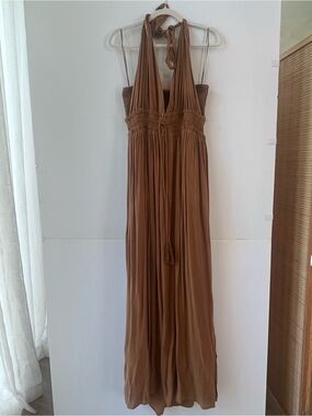 Sleeveless Halter Maxi Jumpsuit in Brown